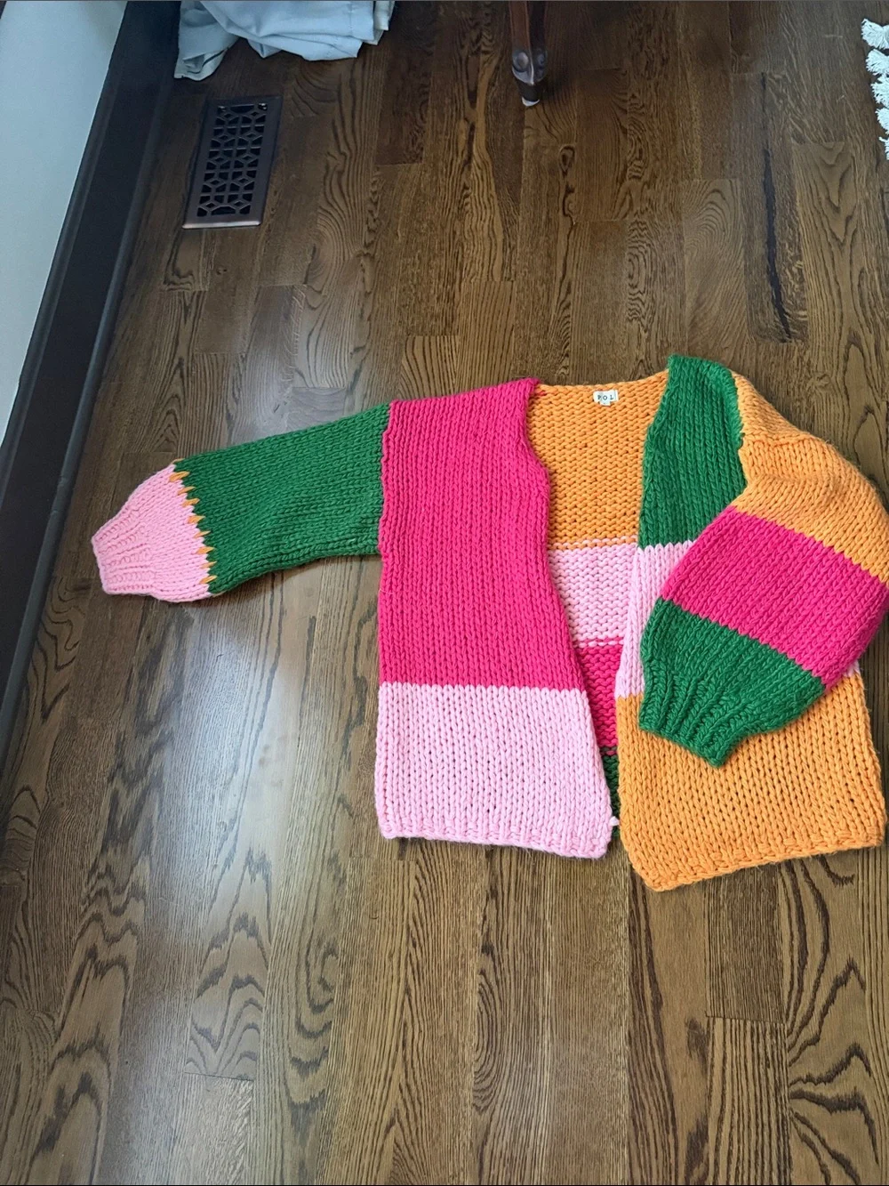 POL Multicolor block chunky knit cardigan large - Picture 8 of 13
